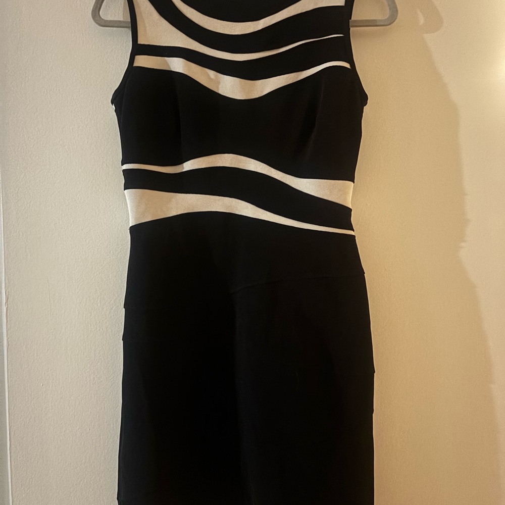Chic Black and White Striped Mini Dress